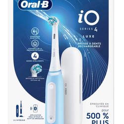 Oral‑B iO Series 4 Rechargeable Electric Toothbrush for Adults & Kids 3+, Icy Blue