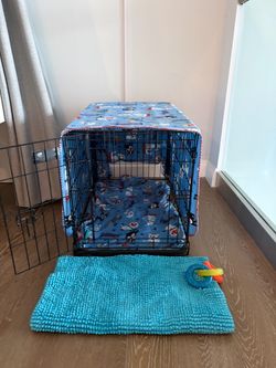 Dog Crate with Cover and Mat, foldable