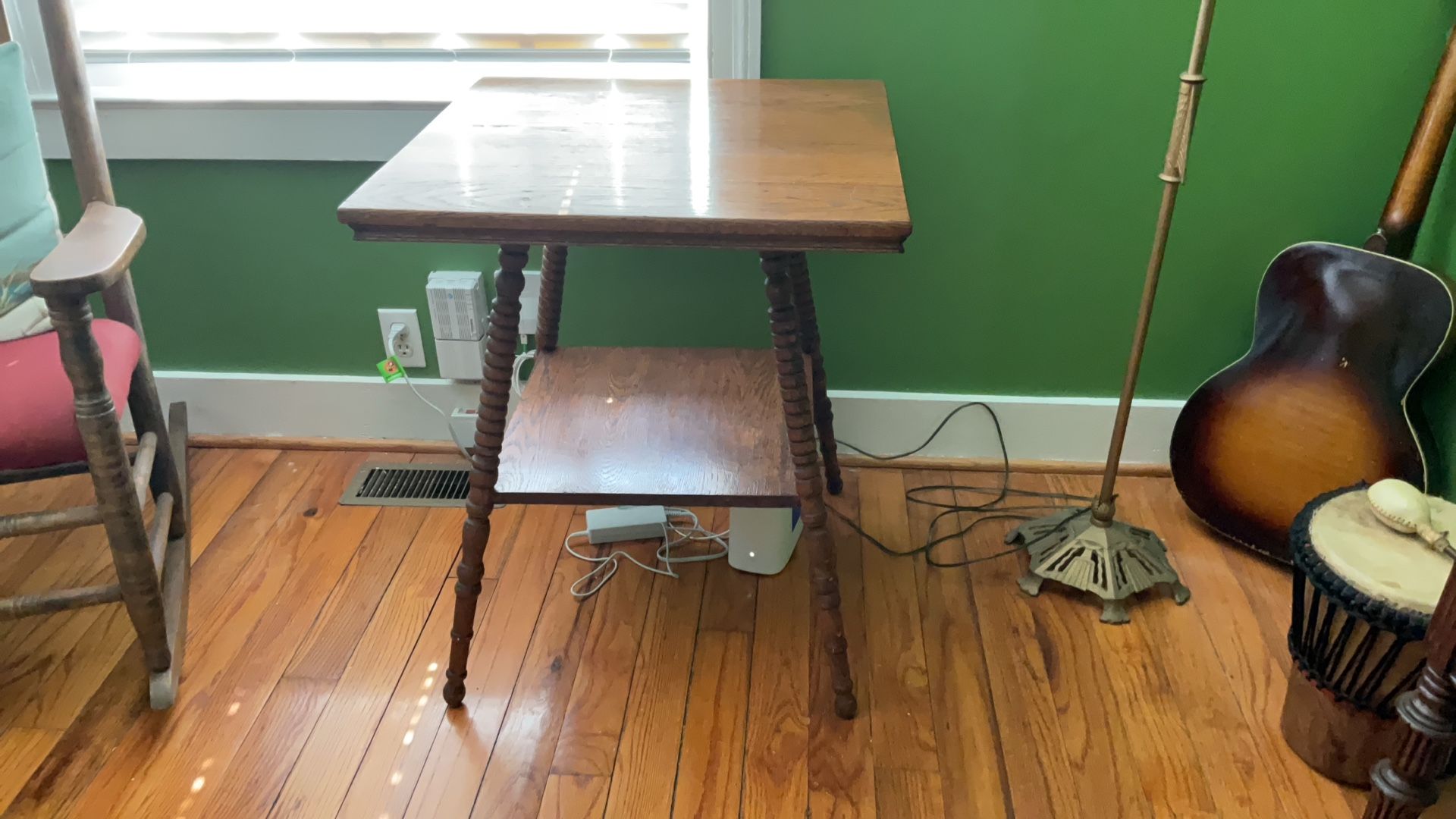 Antique Oak End Table, 24” Wide, 28” Tall. Useful Piece