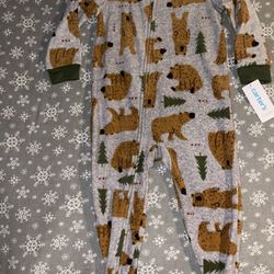 Little Boys carter's® 1-Piece Bear Fleece Footie PJs in Grey/Green      
