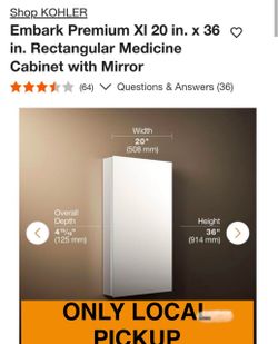 🌒 KOHLER Embark Premium XI 20 in. x 36 in. Rectangular Medicine Cabinet with Mirror #6076