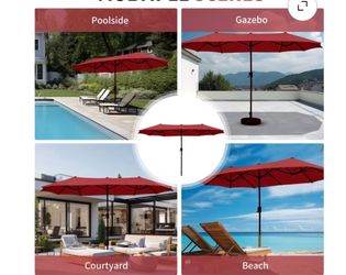 Large Double-Sided Outdoor Patio Umbrella Red. New in box