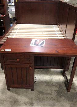 Pottery Barn Teen Wood Bookshelf Bed with Trundle and Desk