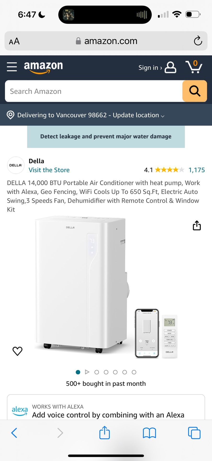 Della 14000k Btu Portable Air Conditioner 