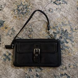 Black Leather Coach Wristlet