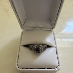 Black & white diamond sterling silver ring