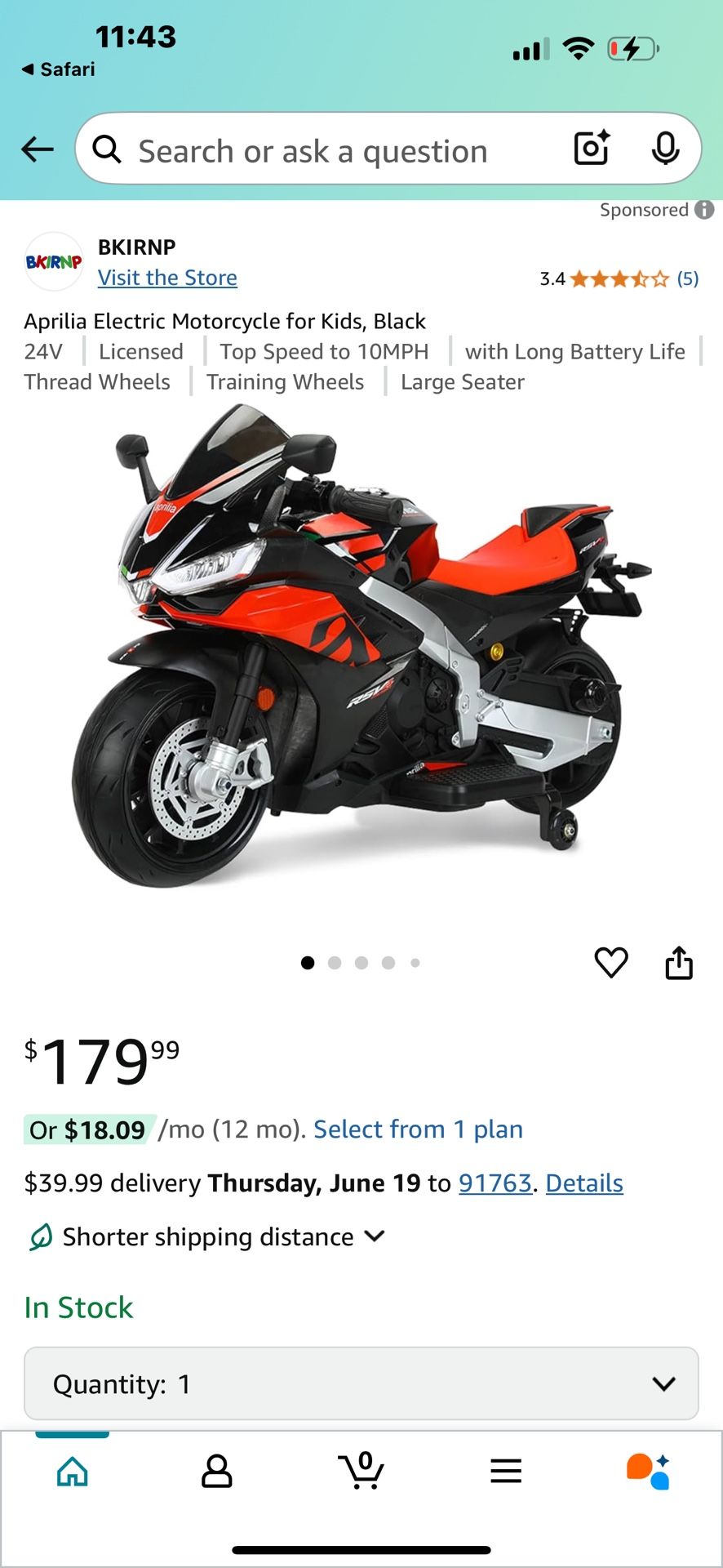 Aprilla Brand Motorcycle For Kids