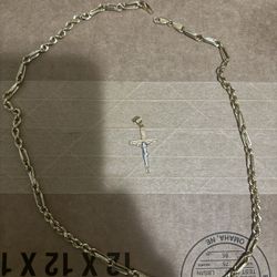 Gold Rope & Cross Pendant 10k 