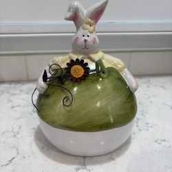 Ceramic Bunny Decor W Sunflower 