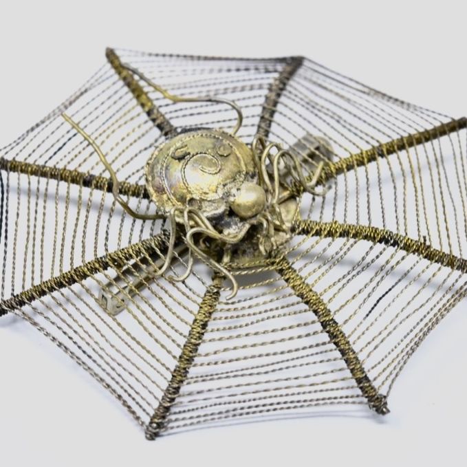 Circa 1940 Silver spider In Web  Pin/brooch