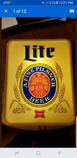 Vintage Miller Lite A Fine Pilsner Beer Lighted Bar Sign Works 19" x 13" x 3.5"
