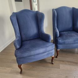 Navy Microfiber Suede Chair Set
