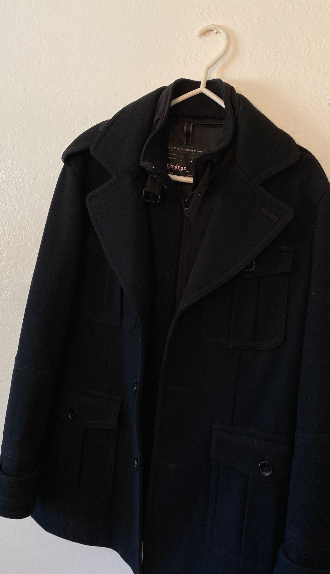 Large men’s express pea coat jacket