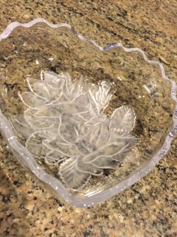 Glass heart shaped candy dish