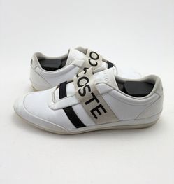 Mens Lacoste Misano White Leather Elastic 3182 U Cam Strap Casual Shoes Size 10