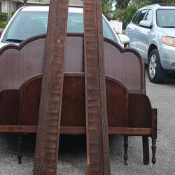 Curved Footboard Antique Vintage Wooden Bed Frame Full Double Deco Early Century