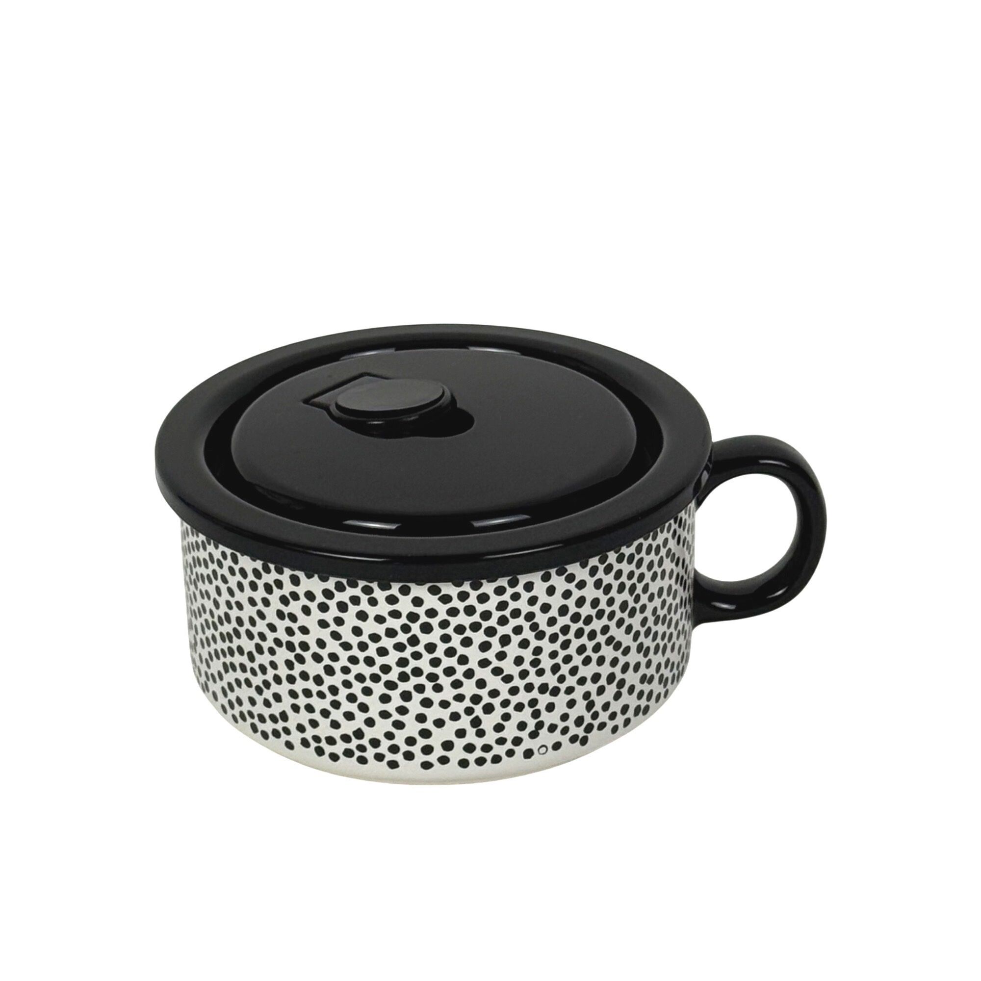 Thyme & Table Stoneware 23oz Polka Dot Soup Mug w/Lid Microwavable