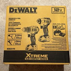 Brand new DEWALT 12V MAX Brushless Cordless Combo Kit DCK221F2. Great compact and powerful set that’s perfect for home projects, garage work, or jobsi