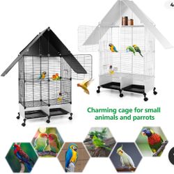 Bird Parrot Cage Chinchilla Cockatiel Conure Large Cockatiel House Rolling Wheel