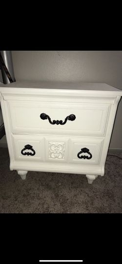 White and black chic nightstand or end table