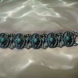 Carolyn Pollack American West 925 Sterling Silver Turquoise Panel Bracelet 41.2g