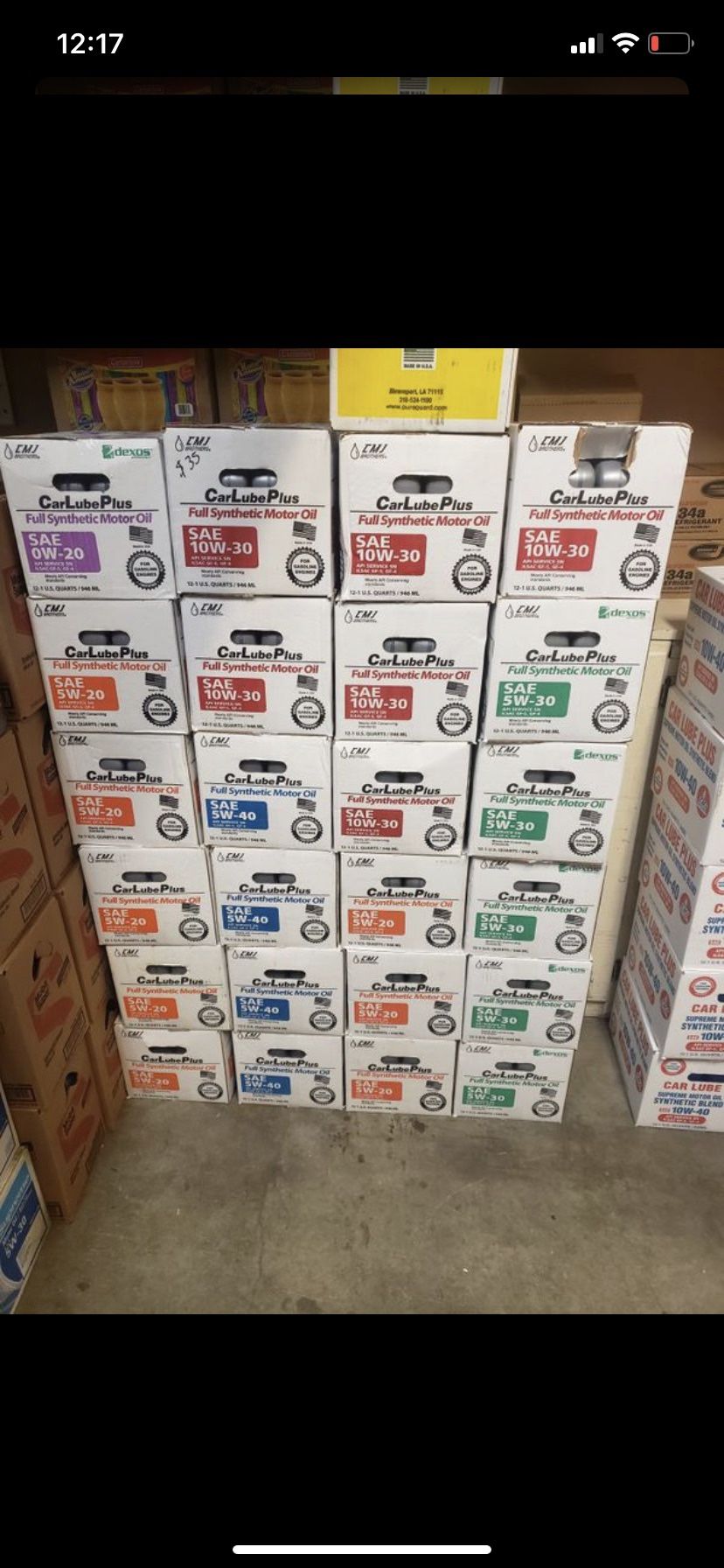 Full Synthetic 0W20 5W20 5W30 10w30 12 Quarts 