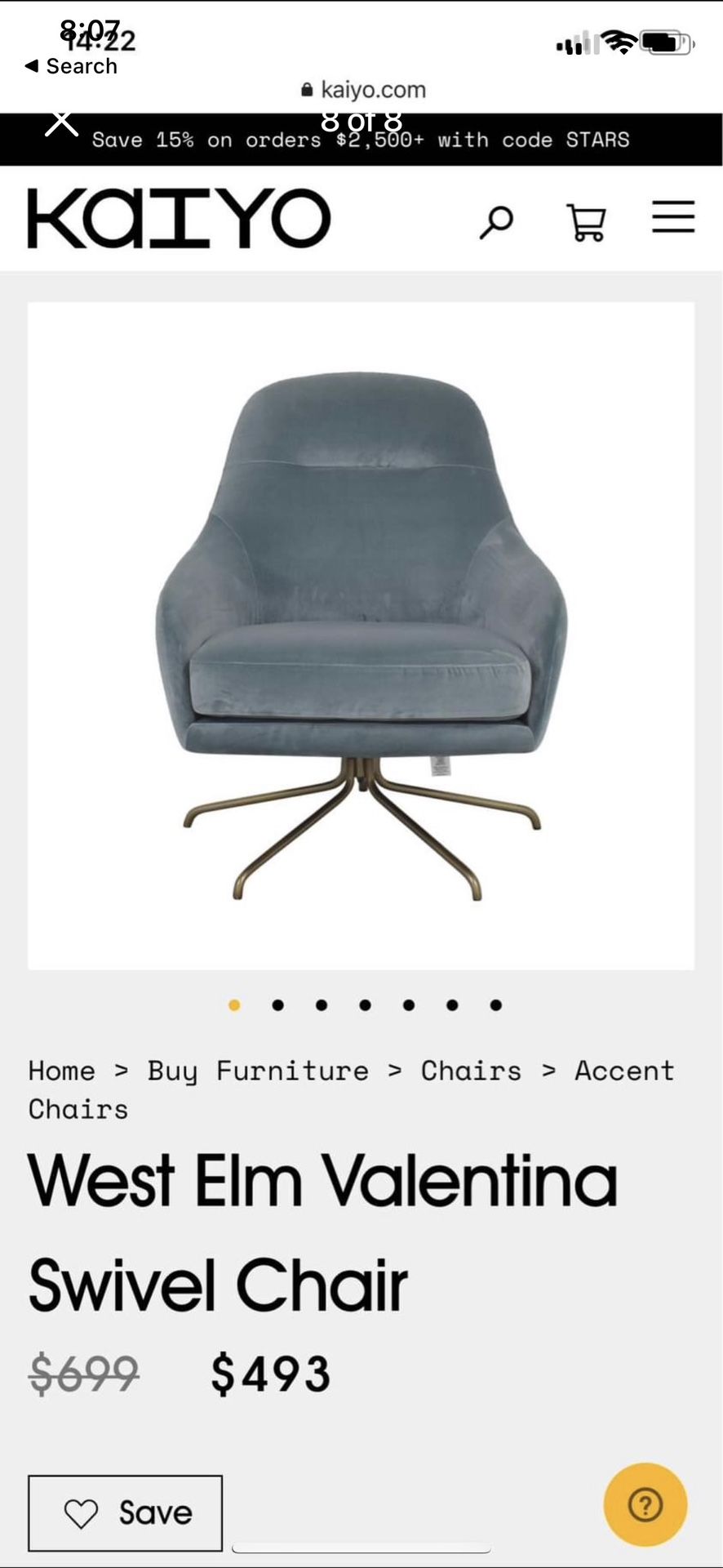 West Elm Swivel Chair- Good Condition