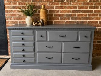 Solid Wood Gray 10-Drawer Dresser – Refinished | $375 OBO