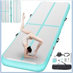 FBSPORT 16F Inflatable Air Gymnastics Mat Training Mats 4/8 inches Thickness Gymnastics Tracks for Home Use/Training/Cheerleading/Yoga/Water with Pump