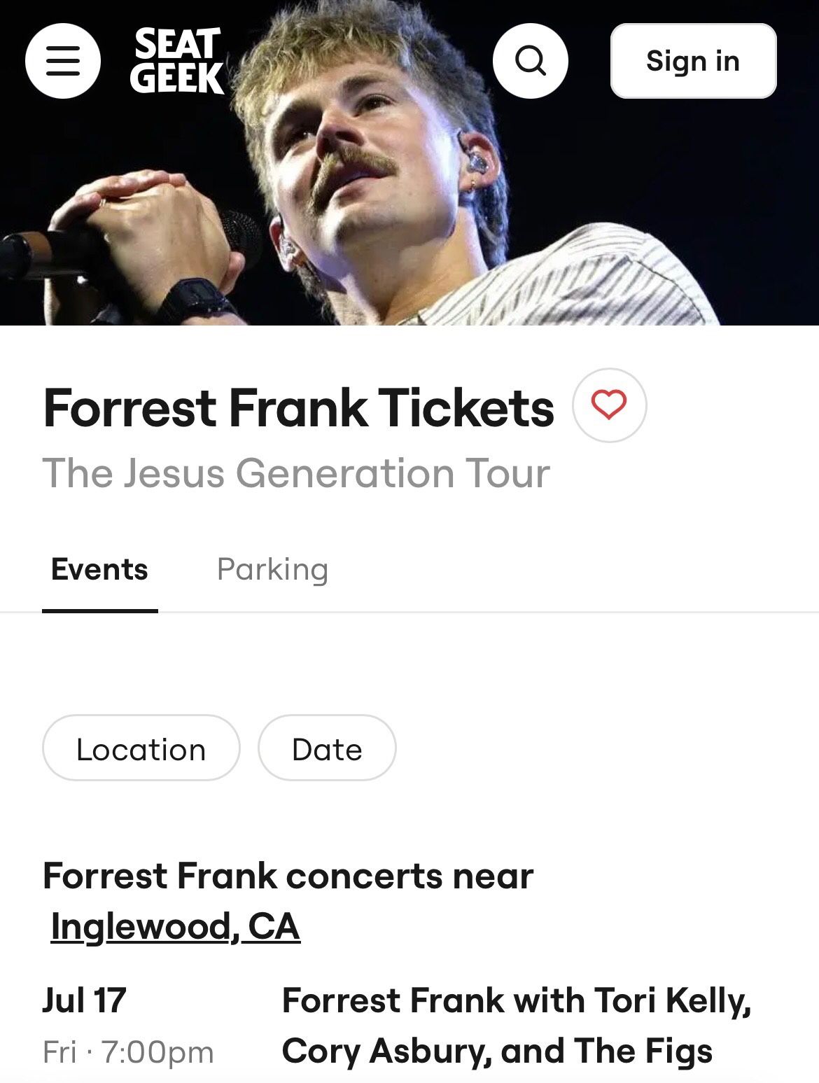 Forrest Frank Concert Tickets (3 Tix)