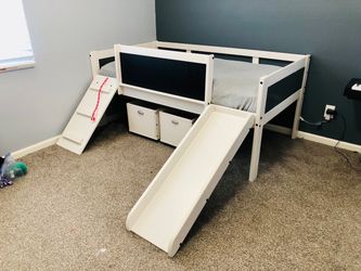 White Twin bed/ slide with storage