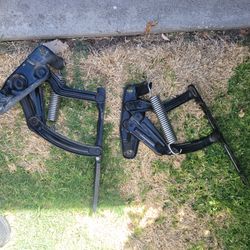 Pair of Black Metal Hood Hinges with Springs