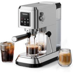 topzee Espresso Machine 20 Bar, Compact Coffee Maker with Milk Frother & Cold Brew Function, 52oz Removable Water Tank, Stainless Steel Cappuccino, La