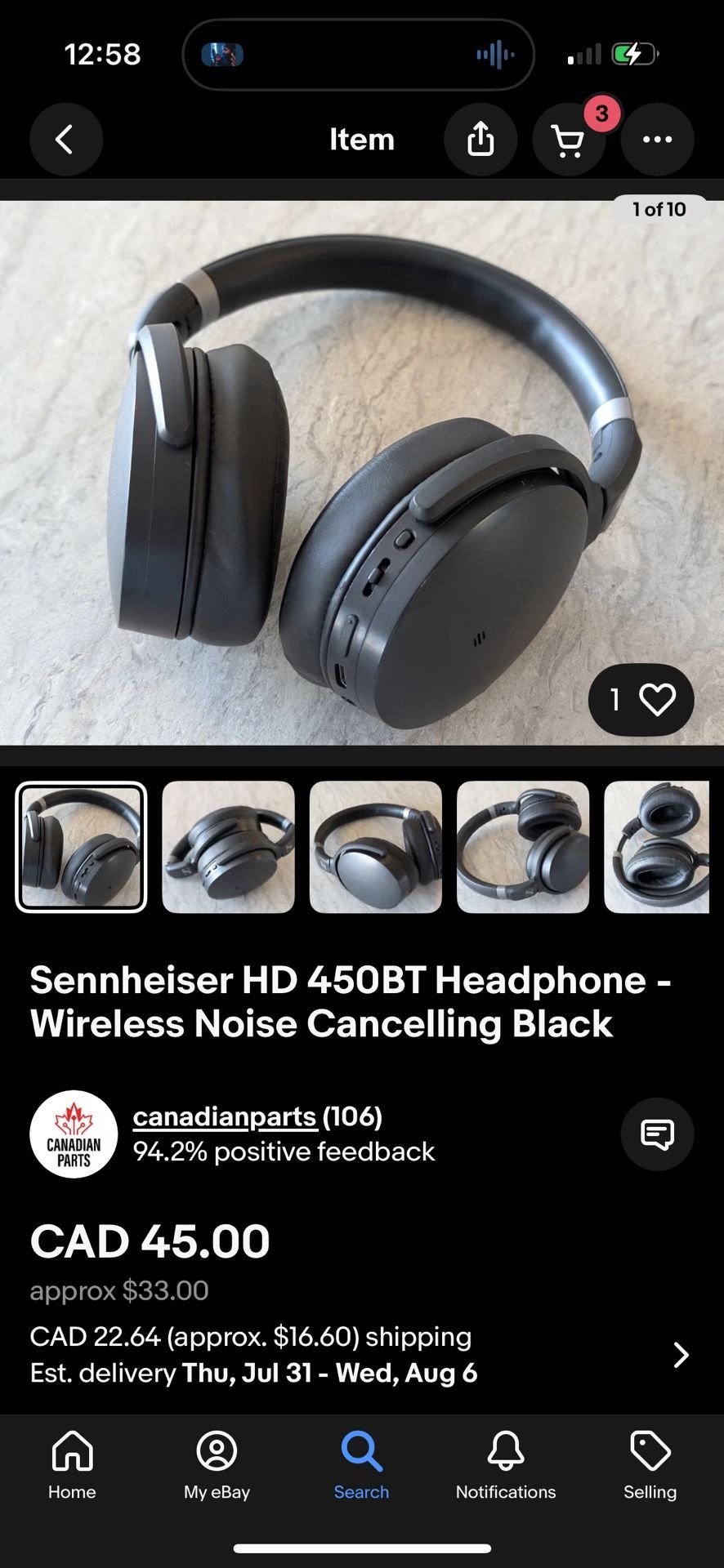Brand New used 2x Mint Condition Sennheiser 450BT Over-the-ear Noise Cancellation
