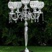 Silver Crystal Beaded Globe Metal Candelabra Candle