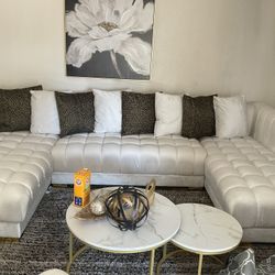 Italian Soft White Fur Couch 