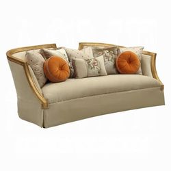 💎VINTAGE GLAM SOFA PILLOWS TAN FLANNEL ANTIQUE GOLD FINISH SILLON💎