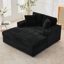 Compressed Chaise Black Faux Fur. New Especial price 