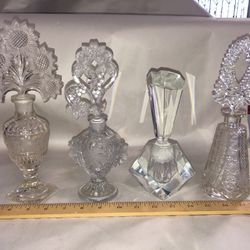 4 Vintage French Perfume Bottles (2 Are Chipped)