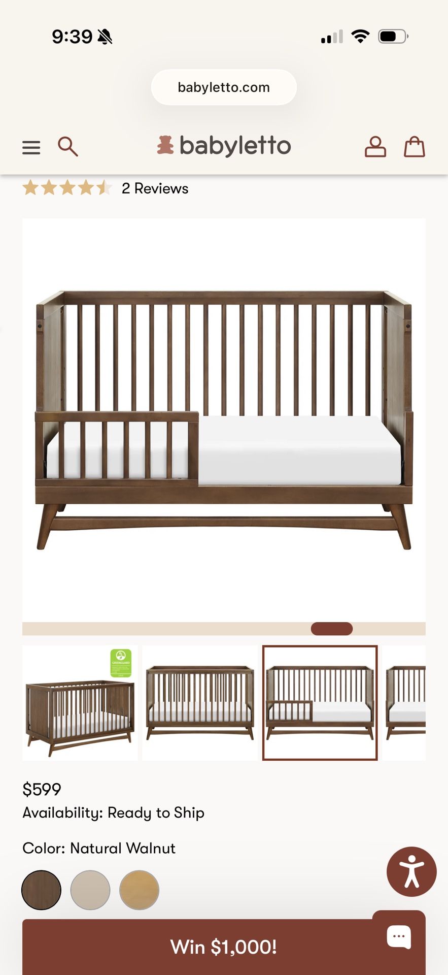 Babyletto Peggy 3 In 1 Convertible Crib