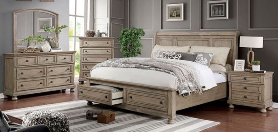 Brand New Ruth Grey 4pc Queen Bedroom Set (Available In California & Eastern King Size)