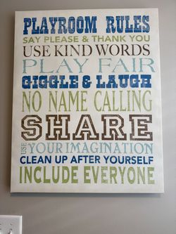 Kids Playroom Toy Room big canvas wall art decoration sign size 2’x2’6” (24”x30”) $15 firm price