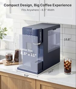 New 3-in-1 Water Dispenser with Ice Maker - Hot/Cold/Warm Water, Adjustable Water Volume, Countertop, Compact Coffee Brewer for Home & Office, Deep Na