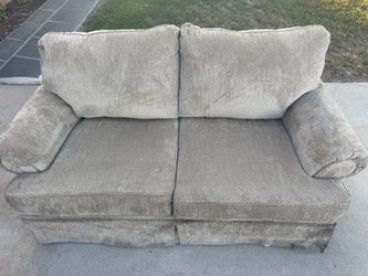 Tan beige textured Fabric Loveseat