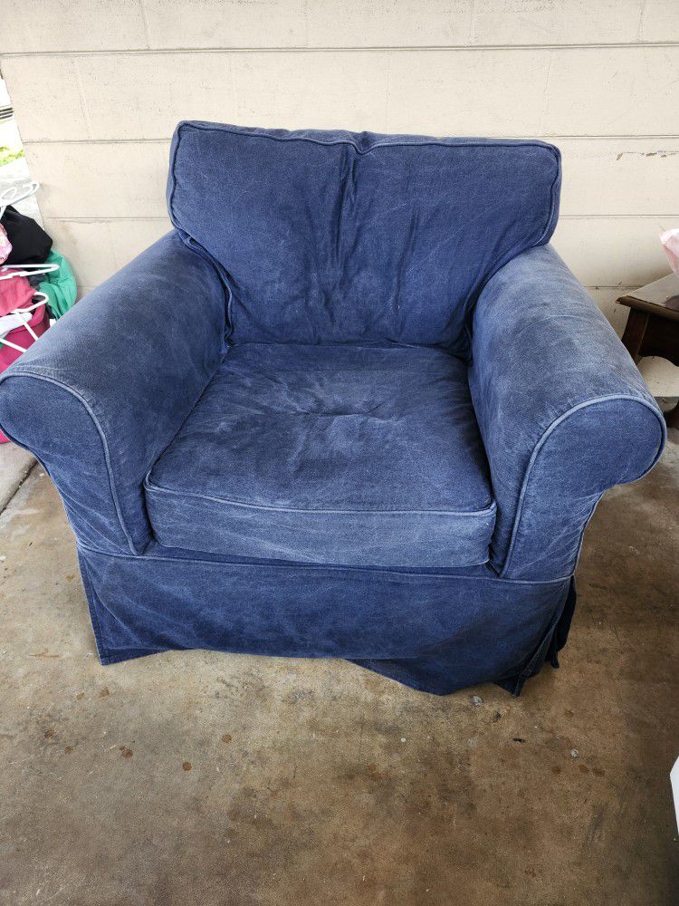 Oversized Denim Accent Chair