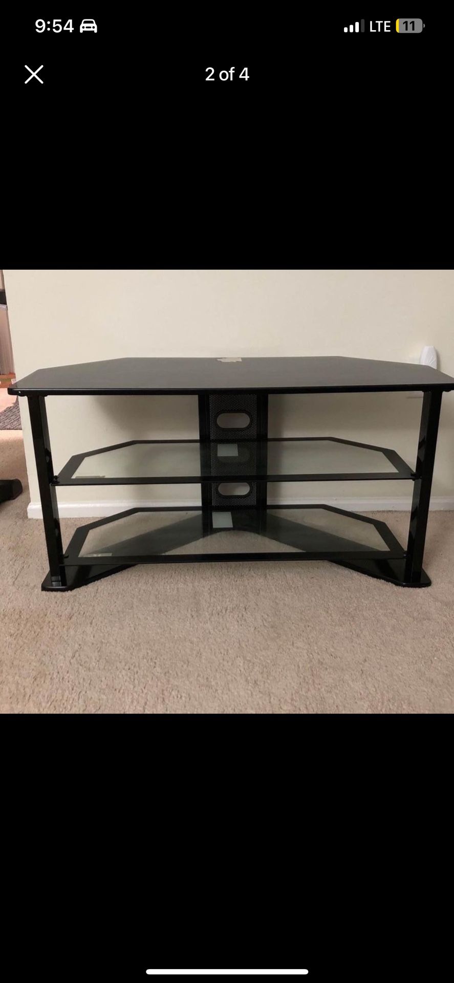 TV STAND for Living Room/Bedroom Glass 3 Tier Shelves $65 DELCO (50inch Tv)