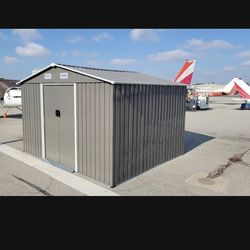 (New in box need assemble) 8' Lx 10'W× 6' H galvanized steel Metal Storage Shed Outdoor Garden Backyard