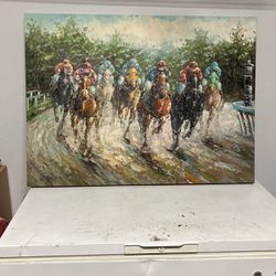 44x33 Kentucky Derby Oil Painting On Canvas