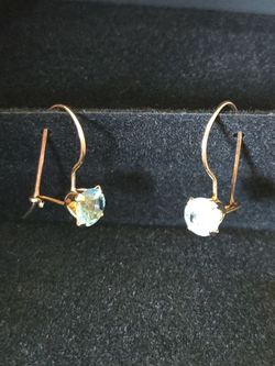 10k Gold Blue Topaz Earrings