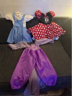 🧚 Girls Costume Bundle – Dorothy, Minnie Mouse & Princess Costumes + Toto Plush